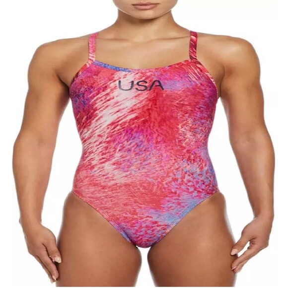 Nike Swim Women's HydraStrong USA Racerback‎ One-Piece Swimsuit~36/Medium - Picture 1 of 7